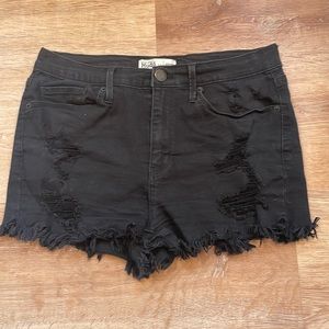 Black jean shorts